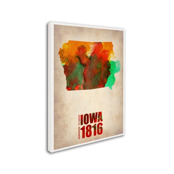 Naxart 'Iowa Watercolor Map' Canvas Art,18x24